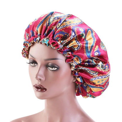 Adjustable Double Layered Revisable Satin Silk Bonnet Caps