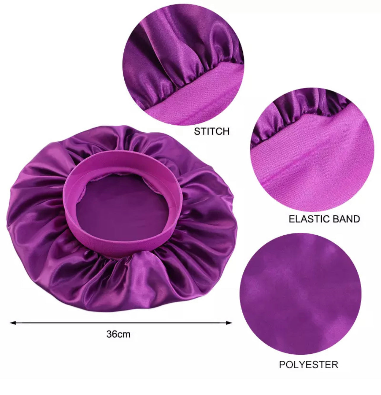 Large Band Satin Silk Single Layered Luxury Stylish Bonnet Caps