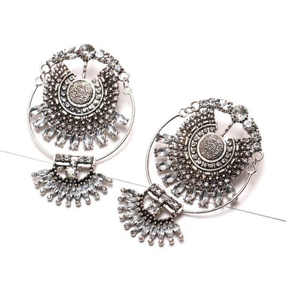 Bohemian Rhinestone Retro Statement Gypsy Style Ethnic Tribal Dangle Earrings