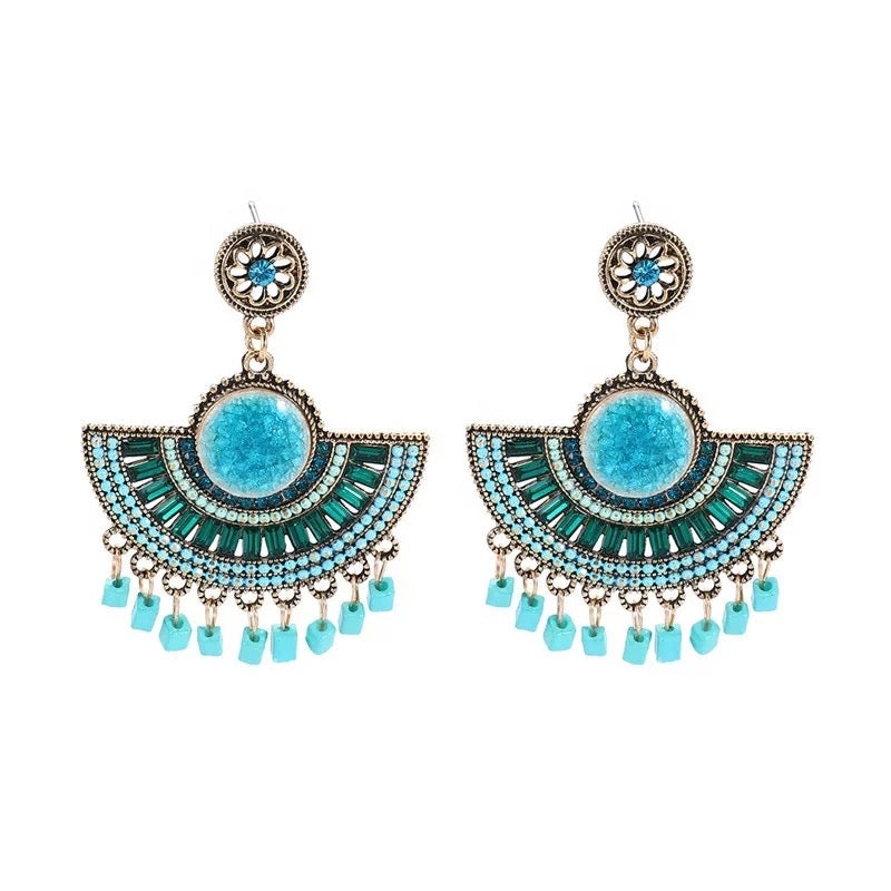 Bohemian Vintage Style Gypsy Tassel Retro Tribal Dangle Earrings