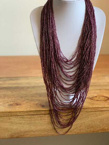 Purple Authentic Handmade African Tribal Beaded Purple Necklaces