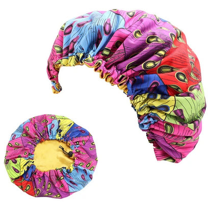 Adjustable Double Layered Revisable Satin Silk Bonnet Caps