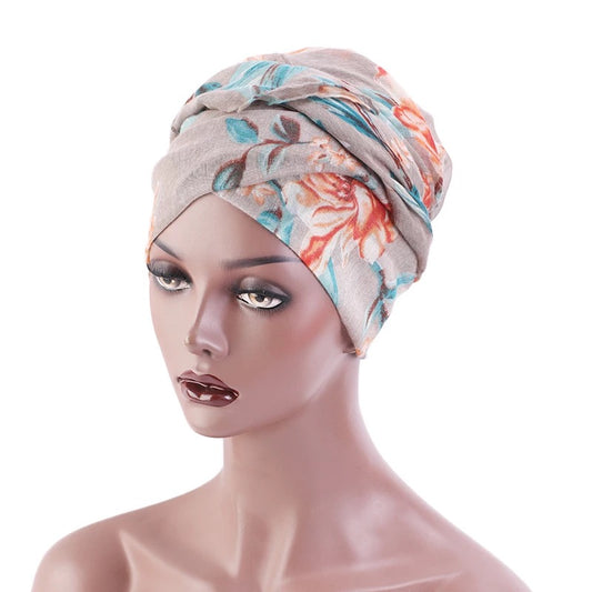 Lightweight Viscose Floral printed Fabric Turban Shawl Scarves Head Wraps