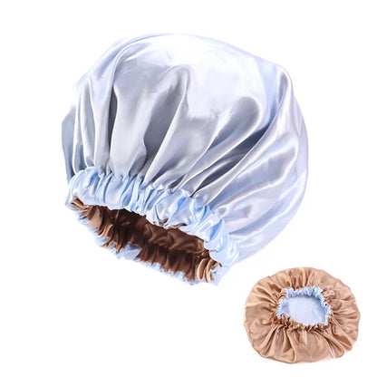 Large Satin Silk Revisable Bonnet Caps With Ruffle Edges