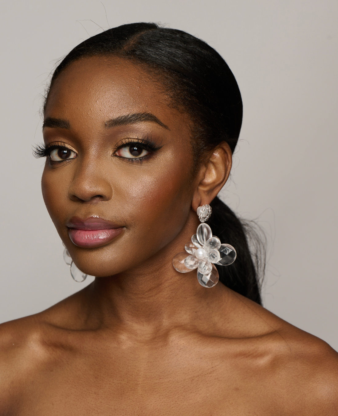 Elegant Flower Design Acrylic Dangle Statement Earrings