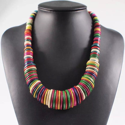 Multicolour Bohemian Ethnic Coconut Shells Beaded Necklace