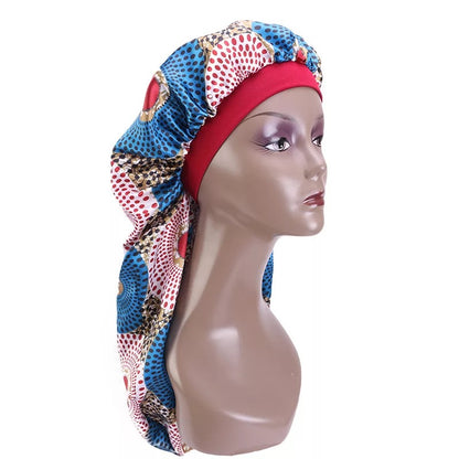 Ankara Satin Silk Long Single Layered Bonnet Caps For Braids And Long Hair