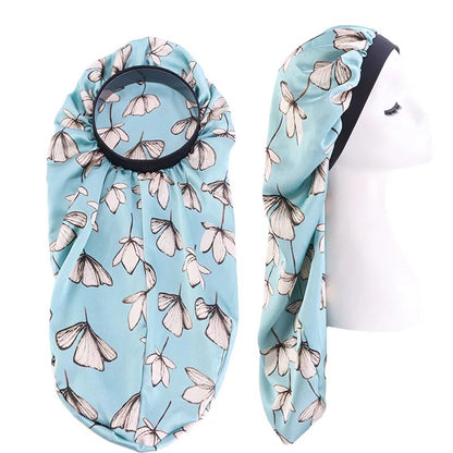 Long Satin Silk Single Layered Bonnet Caps For Braids And Long Hair