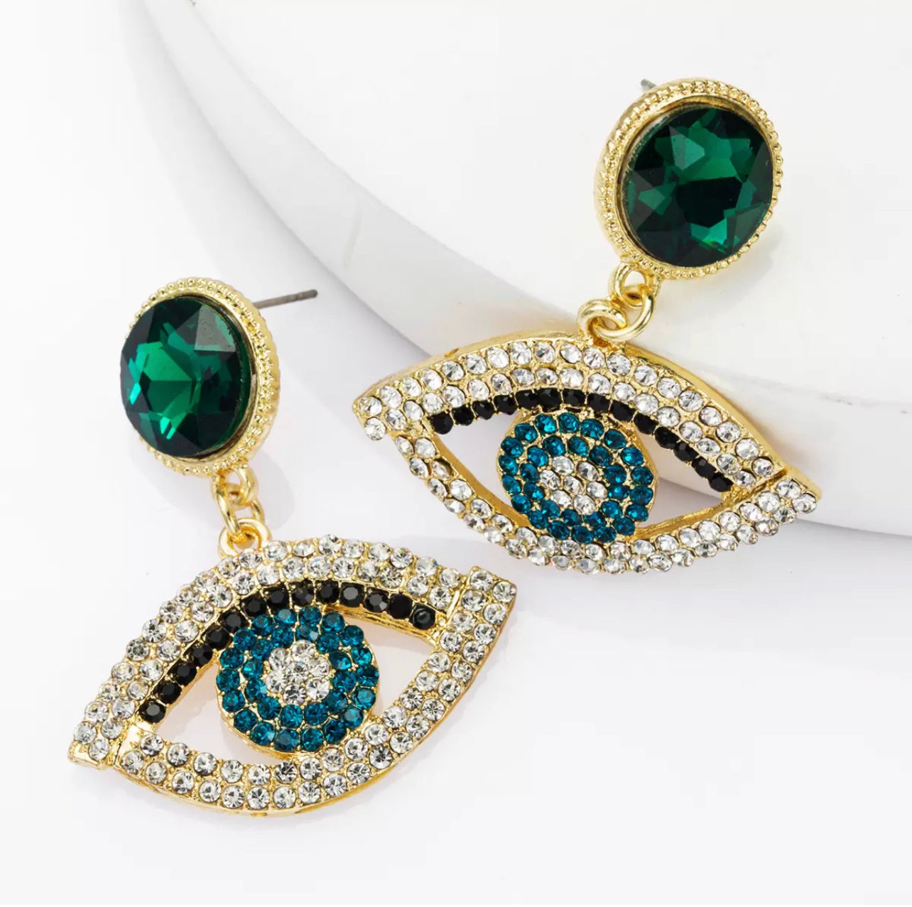 Multicolour Rhinestones Crystal Eye Stud Dangle Earrings