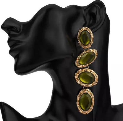 Long Elegant Sparkling Rhinestone Statement Stud Dangle Earrings