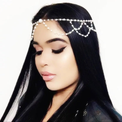 Bridal Multilayered Beaded Faux Pearl Tassels Headpiece Hair Jewellery