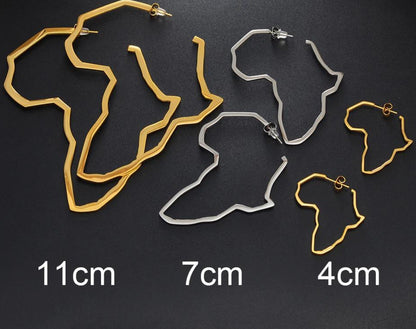 11cm Large Africa Map Shape Hoop Earrings