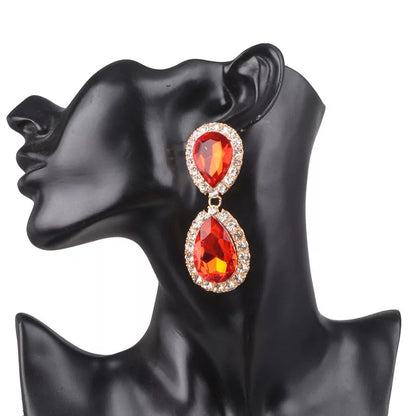 Large Crystal Diamante Rhinestone Sparkle Classic Elegant Statement Earrings