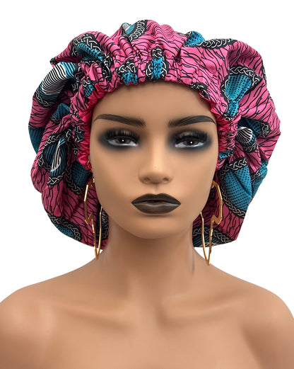 Satin Silk Revisable Ankara Bonnet Caps