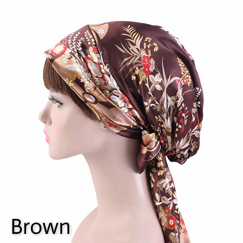 Luxury Satin Silk Head Scarf Bonnet Wrap Bow Ties
