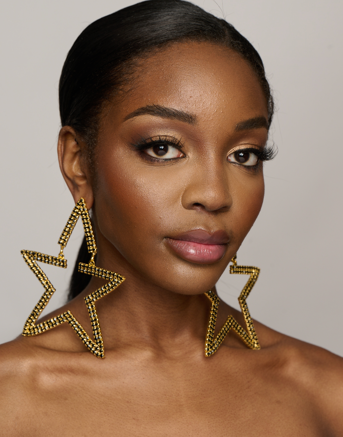 Large Luxury Glamorous Star Crystal Rhinestones Statement Stud Earrings