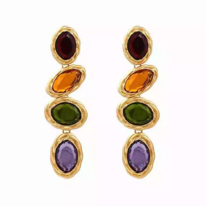 Long Elegant Sparkling Rhinestone Statement Stud Dangle Earrings