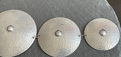 Authentic African Hammered Silver Metal Long Pendant Necklace