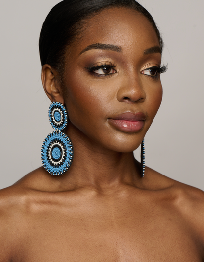 Long Beaded Dangle Statement Earrings
