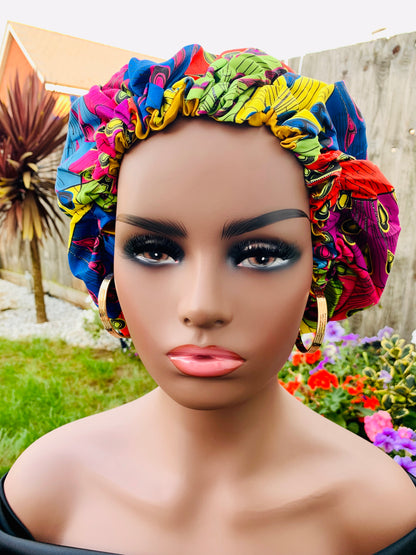 Adjustable Double Layered Revisable Satin Silk Bonnet Caps