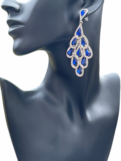 Crystal Diamante Rhinestone Sparkle Water Drop Elegant Statement Earrings