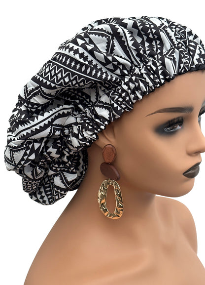 Satin Silk Double Layered Revisable Ankara Bonnet Caps