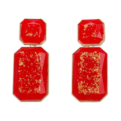 Bohemia Large Double Resin Statement Dangle Stud Earrings