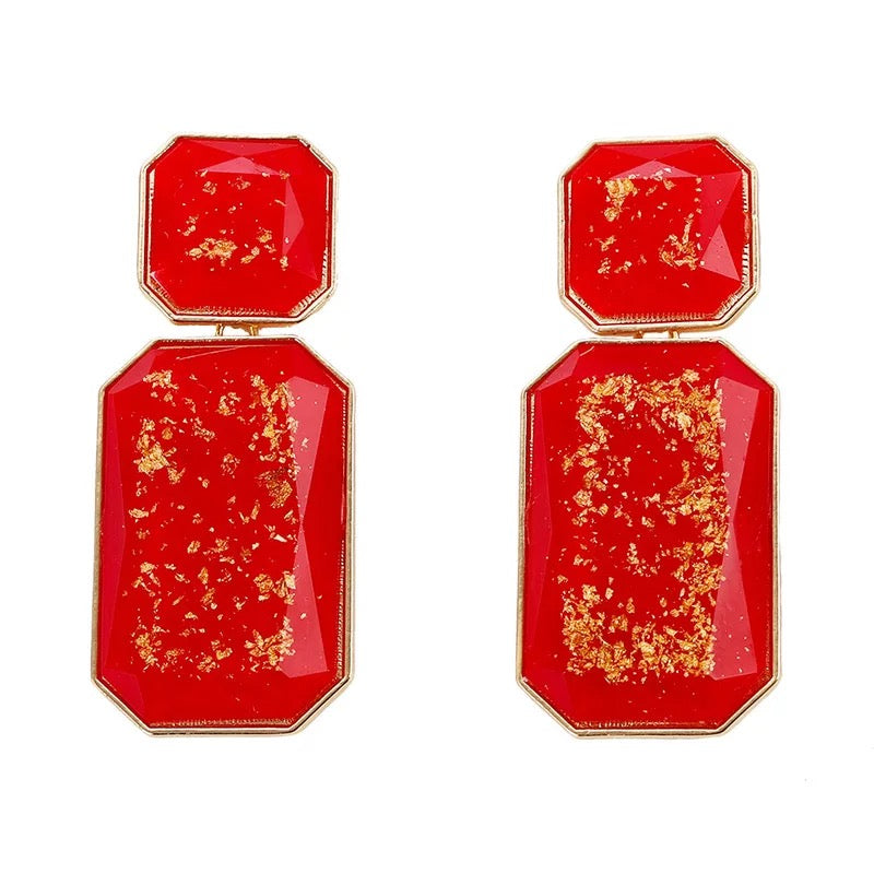 Bohemia Large Double Resin Statement Dangle Stud Earrings