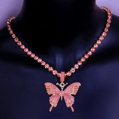 Gorgeous Rhinestone Butterfly Shaped Pendant Necklace