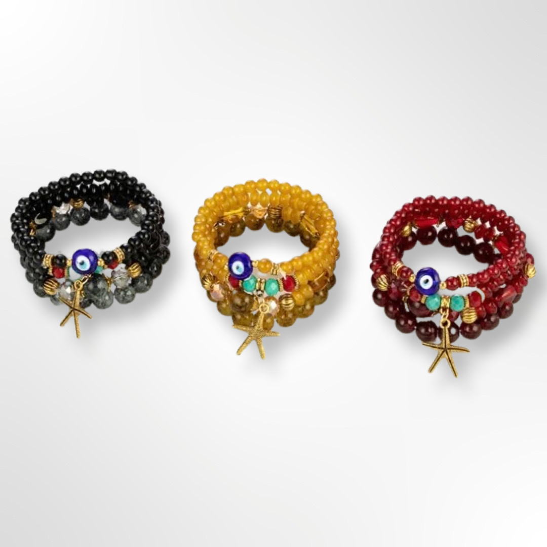 Bohemia 4 Pieces Seastar Glass Beaded Charm Bracelets Sets