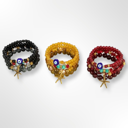 Bohemia 4 Pieces Seastar Glass Beaded Charm Bracelets Sets