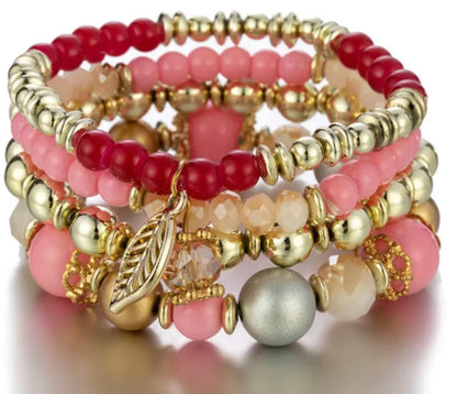 Bohemia 4 Pieces Beaded Charm Bracelets Sets