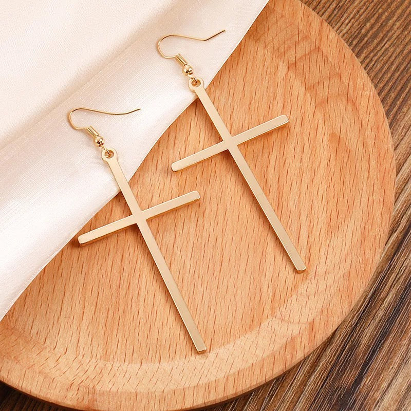 Lightweight Cross Pendant Dangle Earrings
