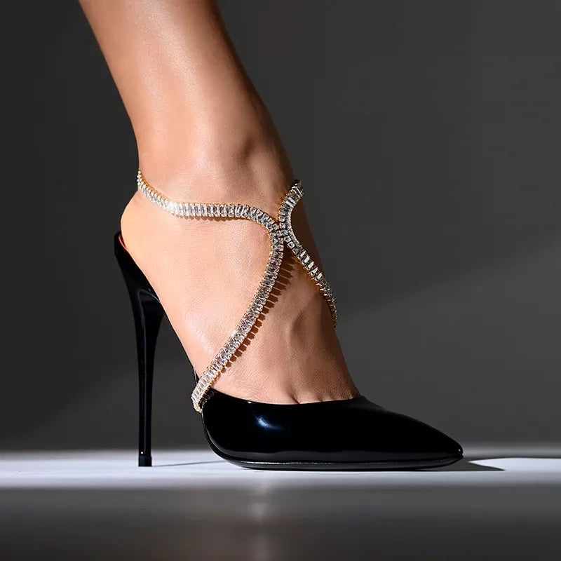 2 Pieces Luxury Zircon StonesHigh Heels Ankle Jewellery Bracelets