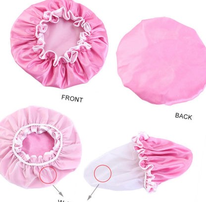 Children Luxury Satin Silk Doubled Layered Shower Bonnet Caps