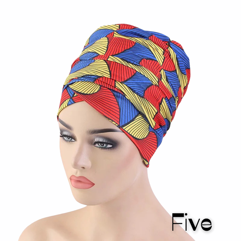 Long Stretch Printed Ankara Fabric Turban Head Wraps