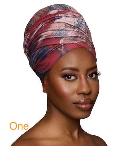 Long Soft Knit Printed Fabric Turbans Head Wraps