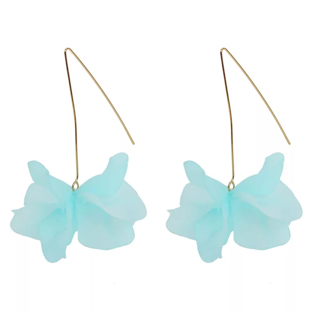 Lightweight Acrylic Flower Petals Wire Dangle Drop Earrings