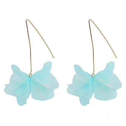 Lightweight Acrylic Flower Petals Wire Dangle Drop Earrings