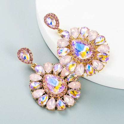 Luxury Classic Style Rhinestones Crystal Teardrop Stud Dangle Earrings