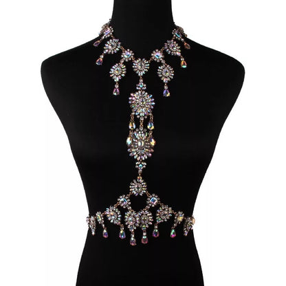 Rhinestone Sparkling Crystal Bling Body Harness Statement Chain Jeweller