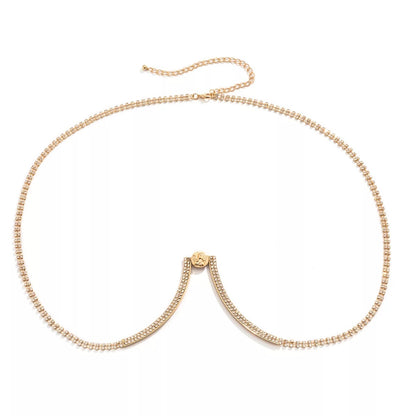 Crystal Rhinestone Bra Bracket Underwear Statement Body Chain Jewellery