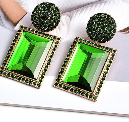 Large Crystal Diamante Rhinestone Elegant Dangle Stud Statement Earrings