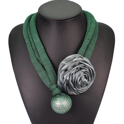 Adjustable Rose Flower Faux Pearl Choker Statement Necklaces
