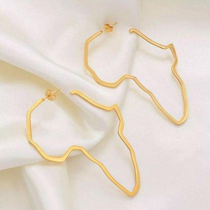 11cm Large Africa Map Shape Hoop Earrings