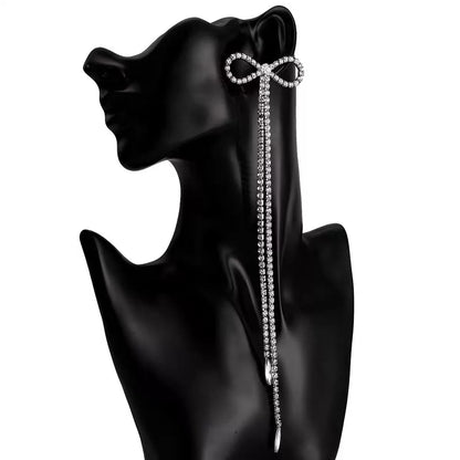 Glamorous Extra Long Statement Crystal Diamante Rhinestone Tassel Earrings