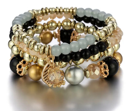 Bohemia 4 Pieces Beaded Charm Bracelets Sets