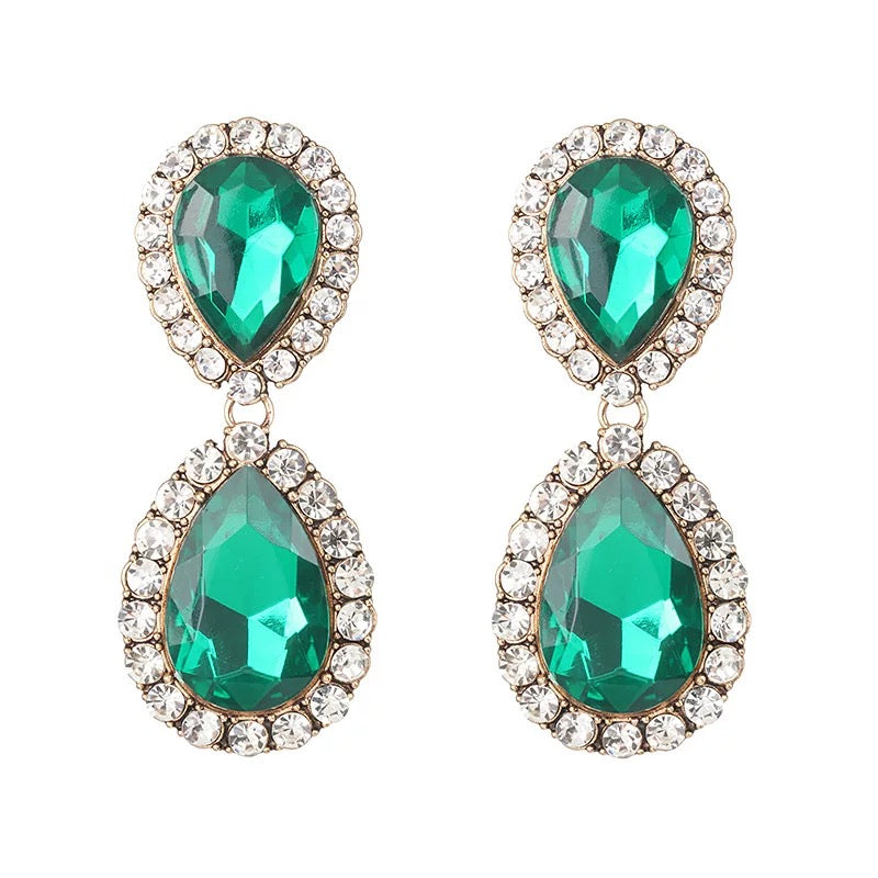 Large Crystal Diamante Rhinestone Sparkle Classic Elegant Statement Earrings