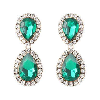Large Crystal Diamante Rhinestone Sparkle Classic Elegant Statement Earrings