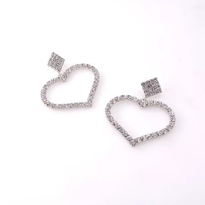 SilverElegant Crystal Sparkling Rhinestone Heart Shaped Dangle Earrings